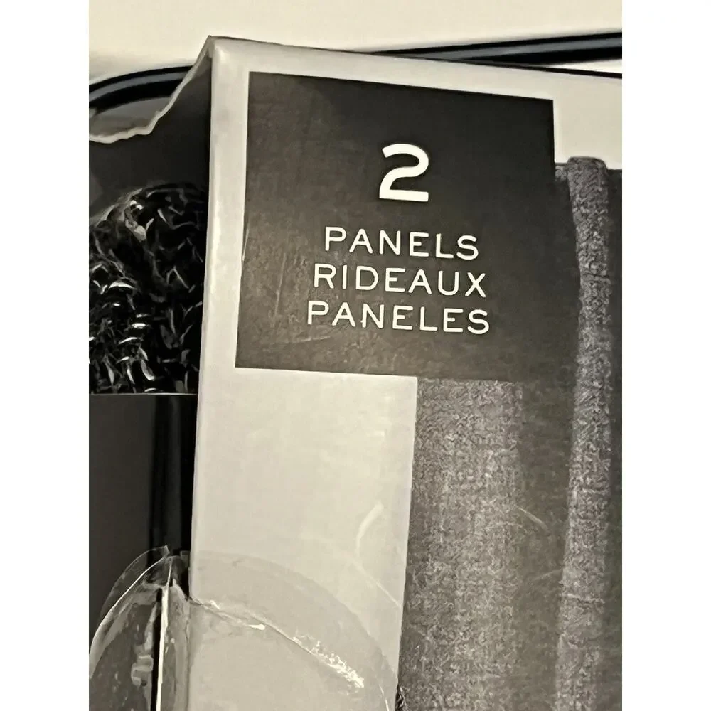 2 Ralph Lauren BARRINGTON Window Panels Curtains 54x84” Black White Grey PAIR